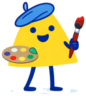 D.A.R.C.I holding a paintbrush and palette